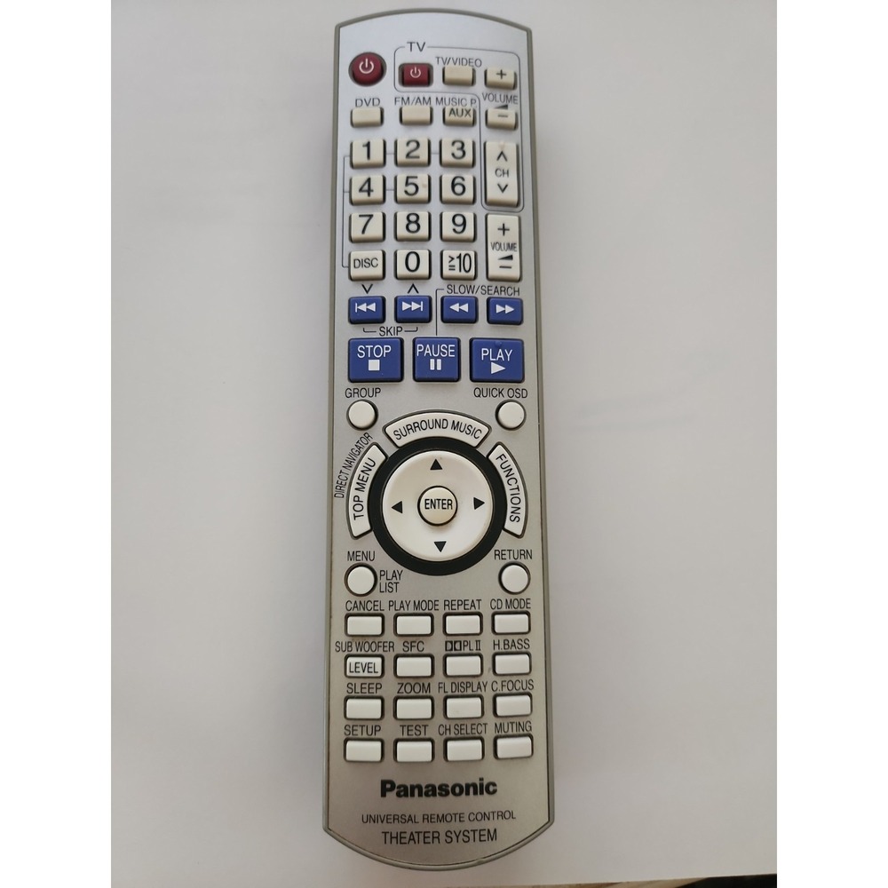 Genuine Panasonic EUR7662Y30 Theater System Universal Remote Control Silver